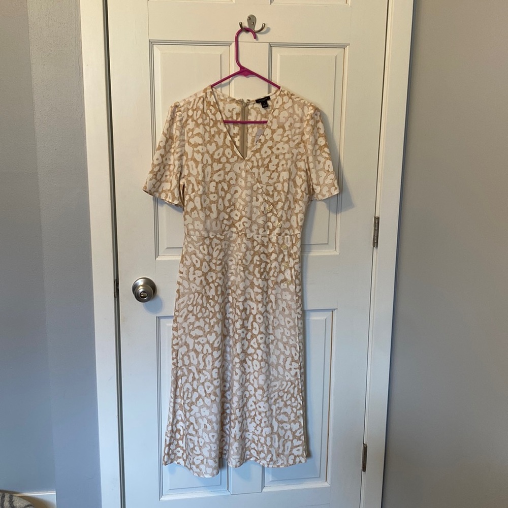 Ann Taylor Factory Leopard Print Side Button Wrap Dress